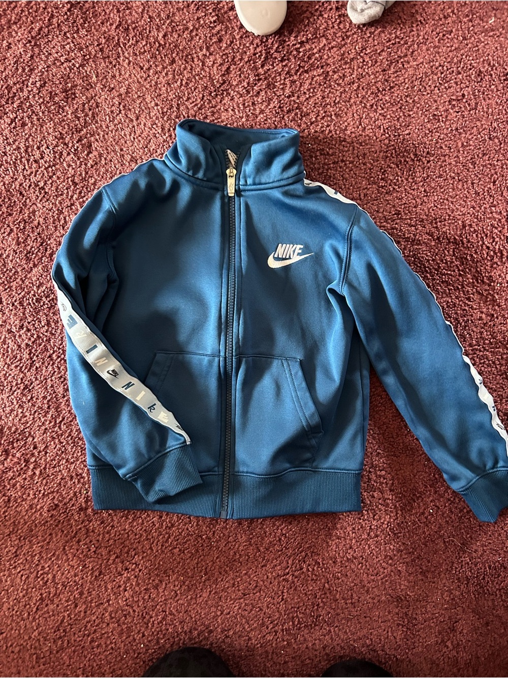 Nike Kids Teal Blue Full-Zip Track Jacket with White Logo